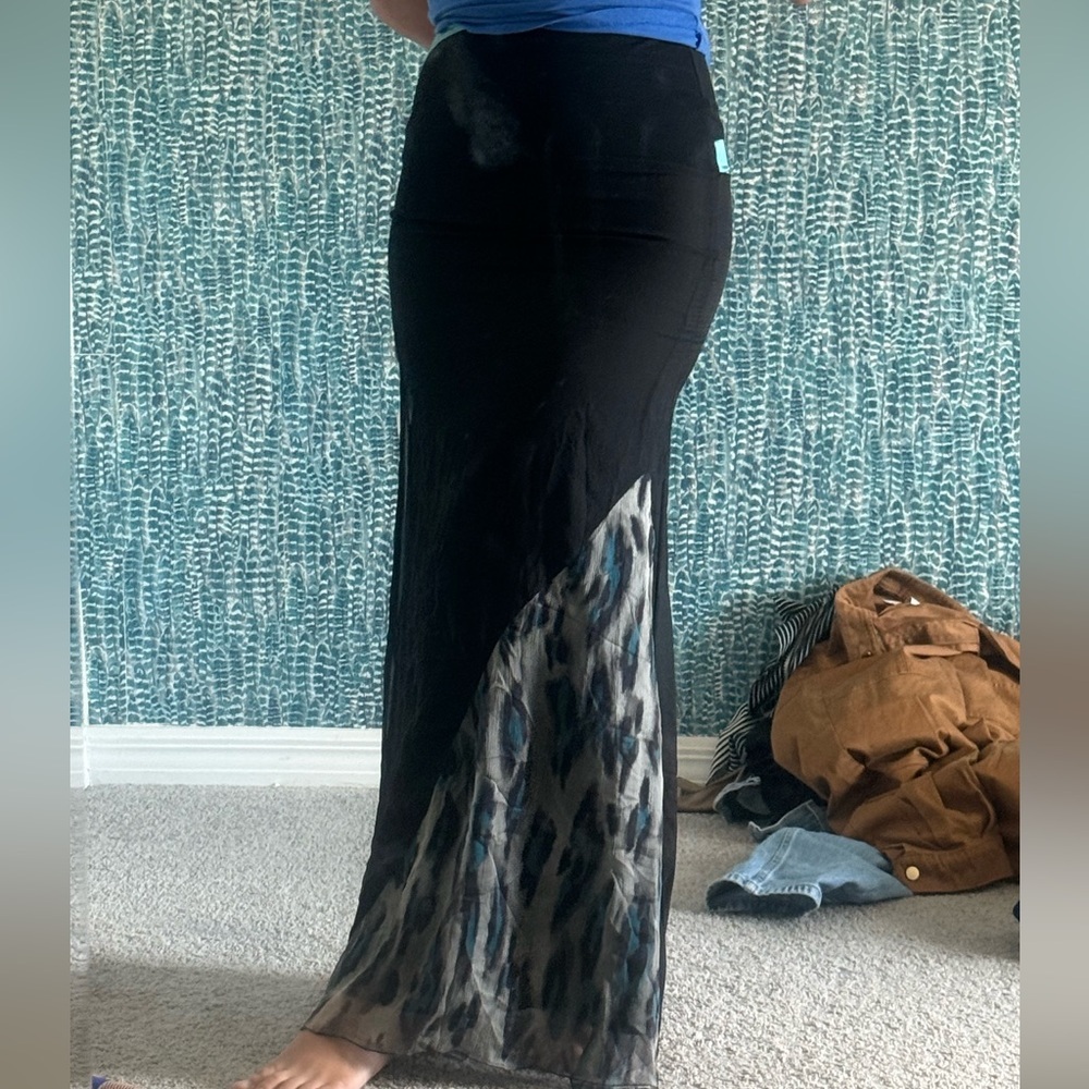 Legatte by Save the Queen Chic Black and Gray cheetah Women's Maxi Skirt